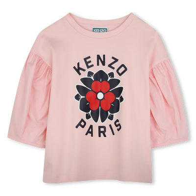 Bimaterial Printed T-Shirt KENZO KIDS GIRL