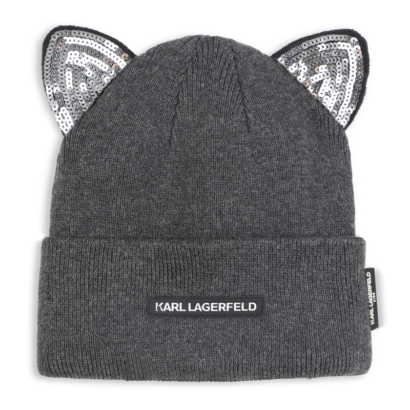 Chapéu de malha de orelha extravagante KARL LAGERFELD KIDS 
                    GIRL