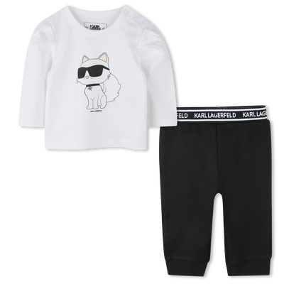 T-shirt e leggings em algod&atilde;o KARL LAGERFELD KIDS GIRL