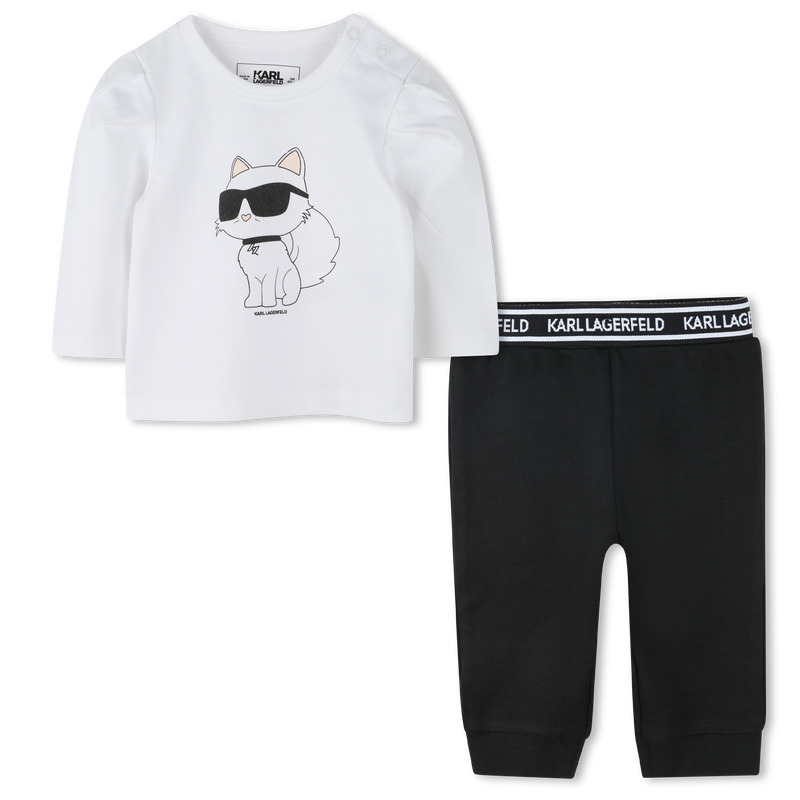 T-shirt e leggings em algod&atilde;o KARL LAGERFELD KIDS 
                        GIRL