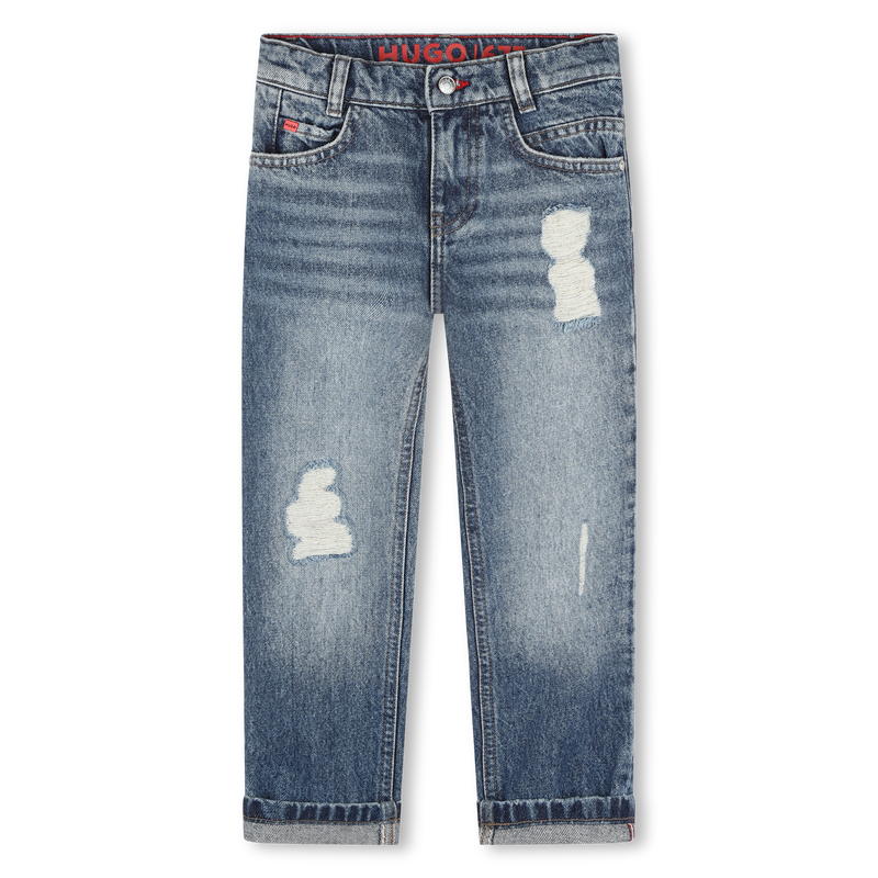 Distressed straight jeans HUGO 
                    BOY