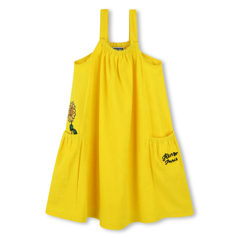 Vestido em felpa com bordados KENZO KIDS 
                    GIRL