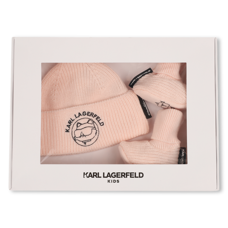 Conjunto de touca e pantufas KARL LAGERFELD KIDS 
                        MENINA