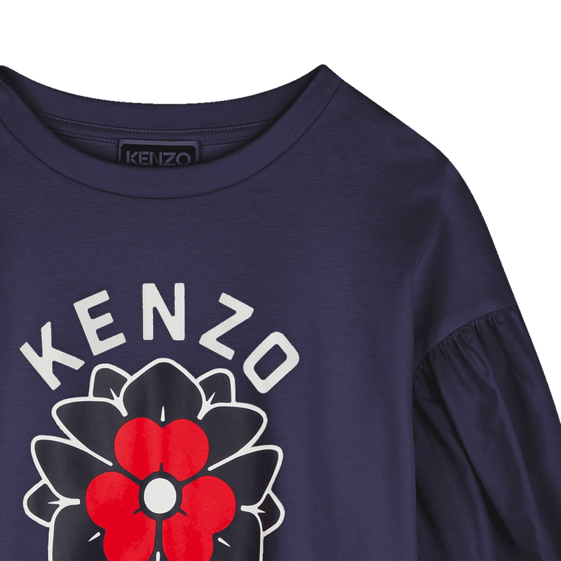 T-shirt bi-mat&eacute;ria estampada KENZO KIDS 
                        GIRL