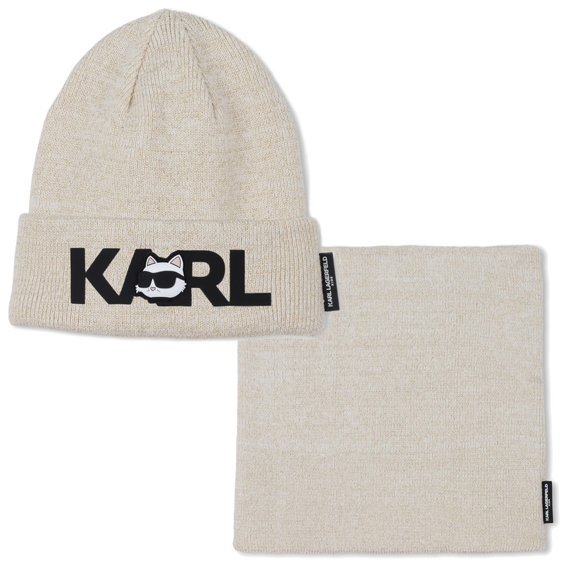 Conjunto de chap&eacute;u + aquecedor de pesco&ccedil;o KARL LAGERFELD KIDS 
                        GIRL