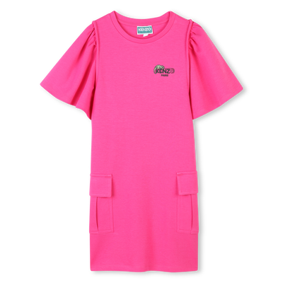 Short-Sleeved Cotton Dress KENZO KIDS GIRL
