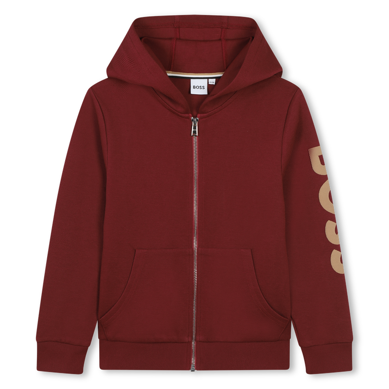 Cardig&atilde; com capuz em piqu&eacute; BOSS 
                        BOY