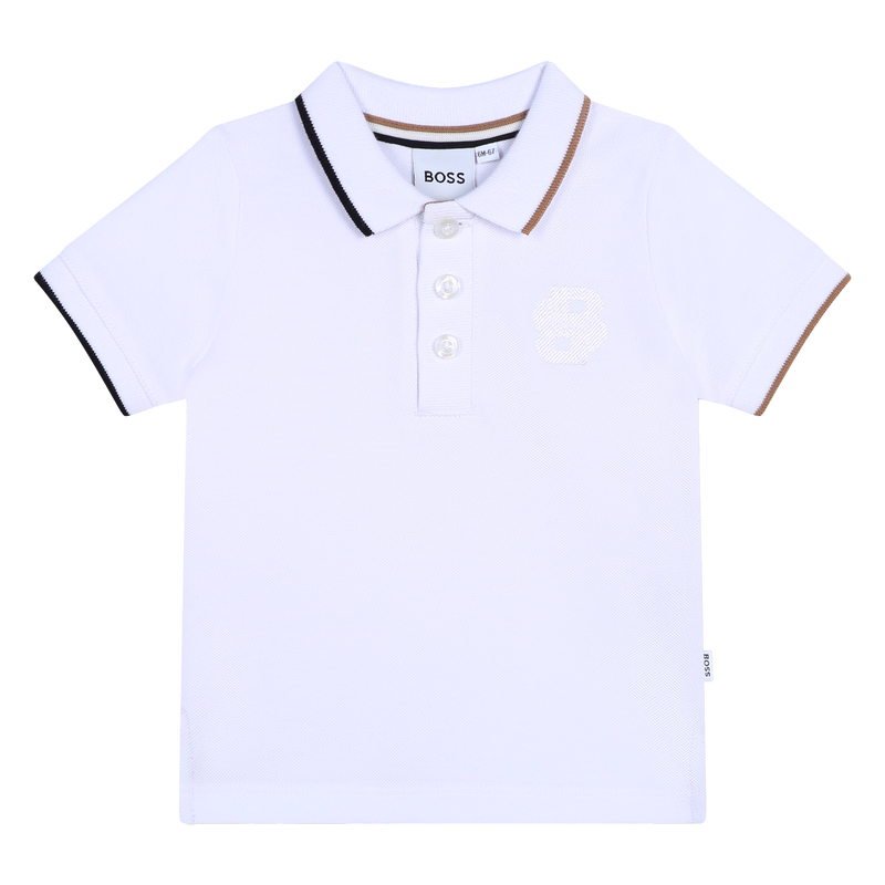 Polo de algod&atilde;o &agrave;s riscas BOSS 
                        BOY