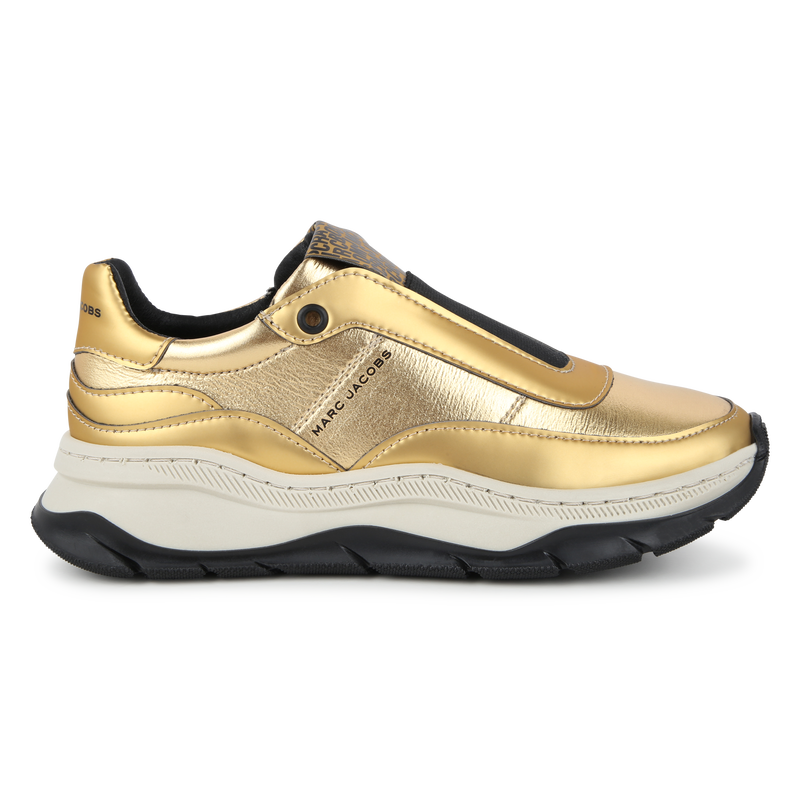 Gold-Tone Fabric Sneakers THE MARC JACOBS 
                    GIRL