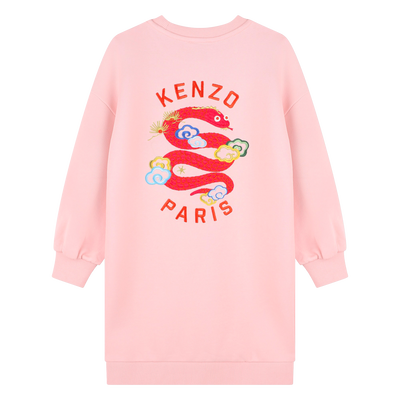 Vestido a direito com bordados KENZO KIDS GIRL