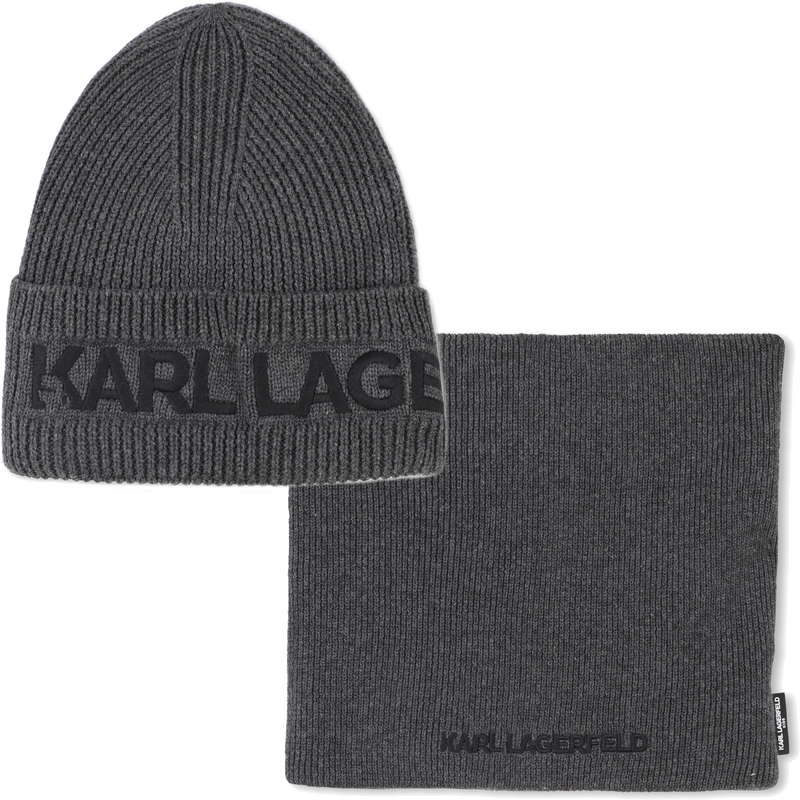 Conjunto de gorro de malha + gola KARL LAGERFELD KIDS 
                        BOY