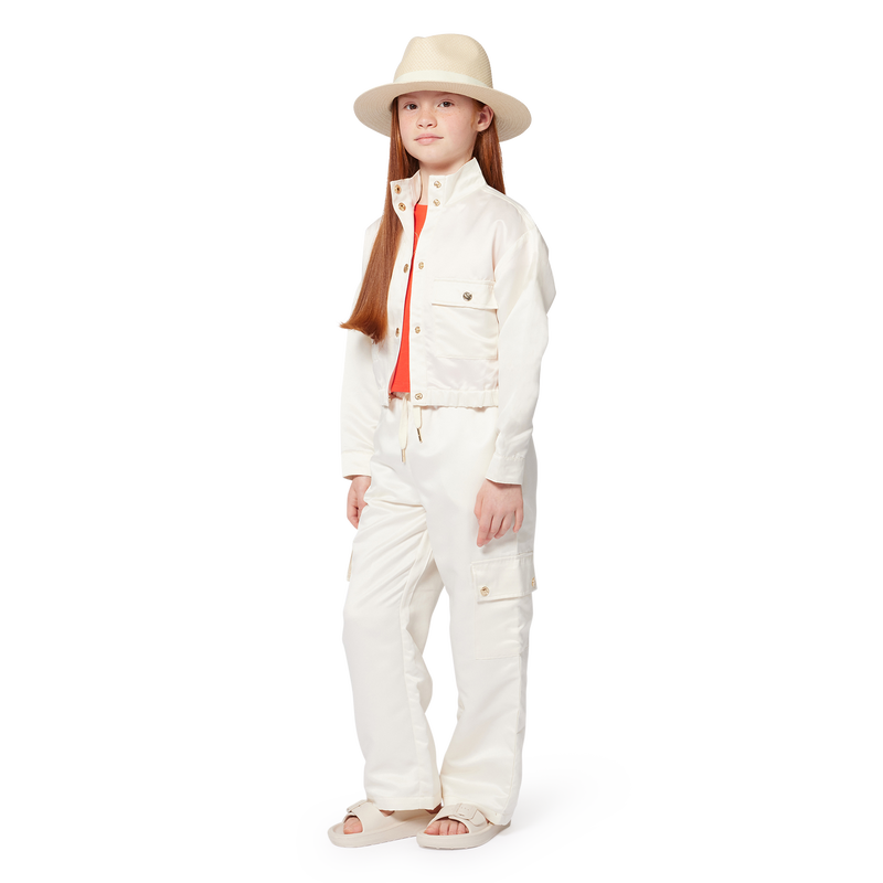 T-shirt "cropped" de algod&atilde;o MICHAEL KORS 
                        GIRL