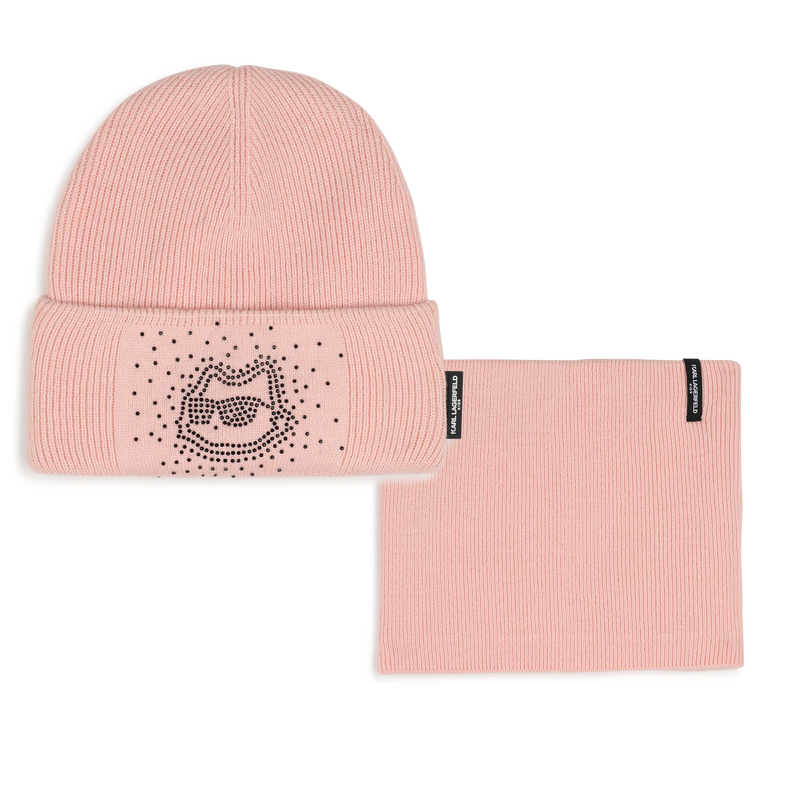 Conjunto de touca e bufanda KARL LAGERFELD KIDS 
                        MENINA