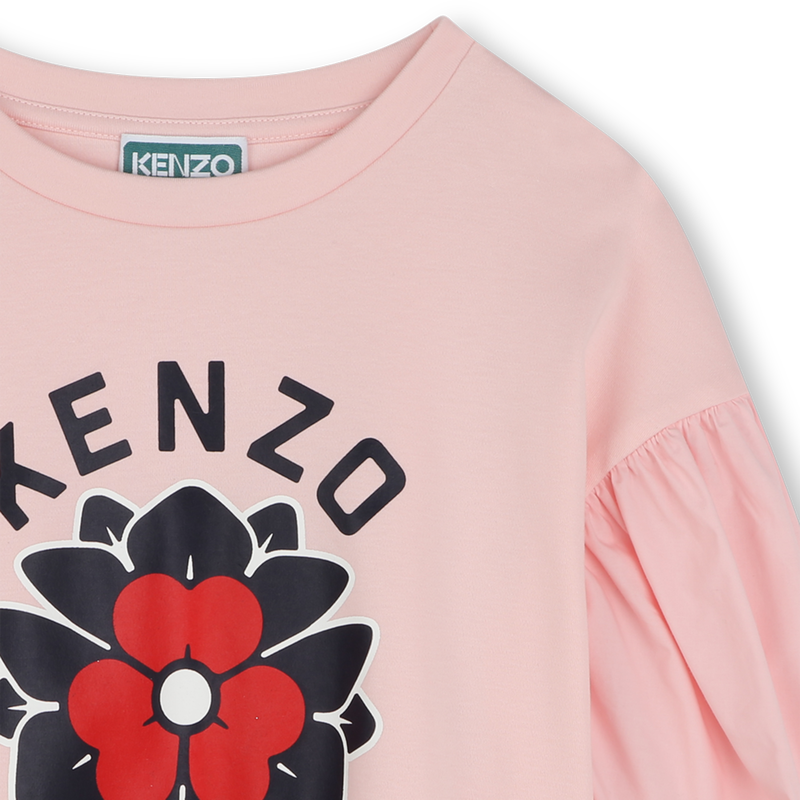 T-shirt bi-mat&eacute;ria estampada KENZO KIDS 
                        GIRL