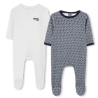 Conjunto de dois pijamas de algod&atilde;o, ESBRANQUICADO, hi-res