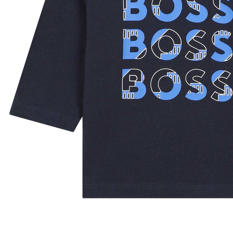 T-shirt algod&atilde;o com log&oacute;tipos BOSS 
                        BOY