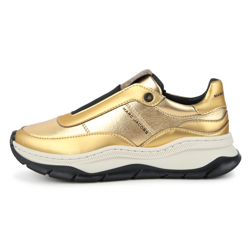Gold-Tone Fabric Sneakers THE MARC JACOBS 
                    GIRL