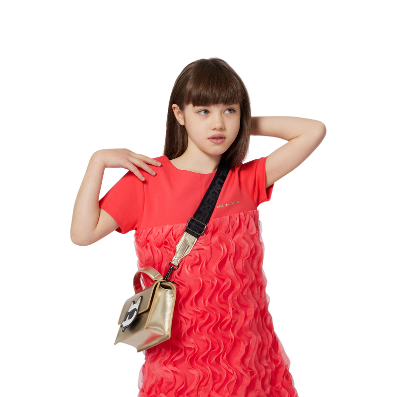 Mala de mão em tecido revestido de grão fino KARL LAGERFELD KIDS 
                    GIRL