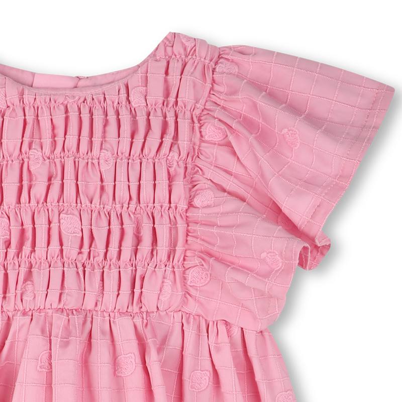 Vestido bordado em cetim KENZO KIDS 
                        GIRL