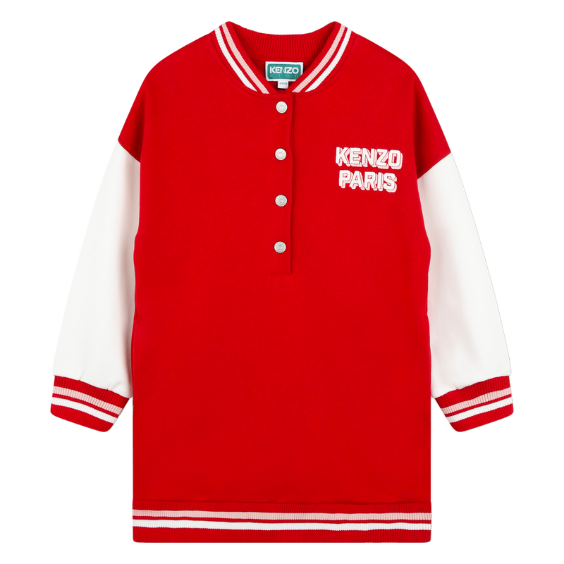 Vestido molet&atilde;o com bordados KENZO KIDS 
                        GIRL