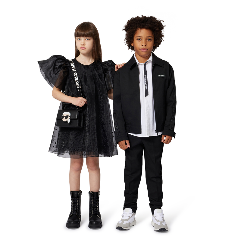 Mala de mão em tecido revestido de grão fino KARL LAGERFELD KIDS 
                    GIRL