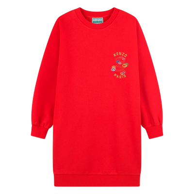 Vestido a direito com bordados KENZO KIDS GIRL