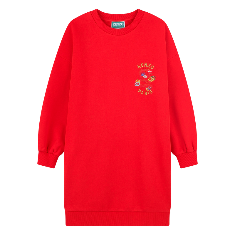 Vestido a direito com bordados KENZO KIDS 
                        GIRL