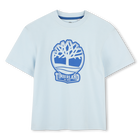 T-shirt bicolor com log&oacute;tipo, AZUL CE&Uacute;, hi-res