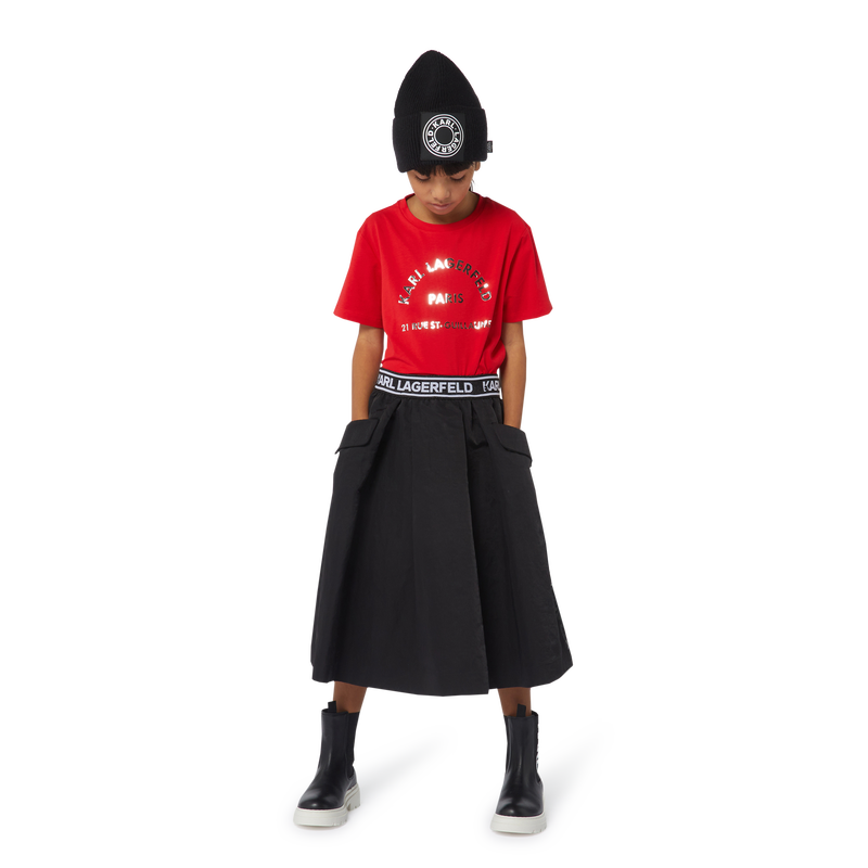 Saia midi evas&ecirc; com bolsos KARL LAGERFELD KIDS 
                        GIRL