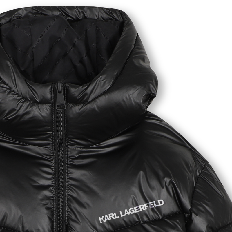 Casaco acolchoado com capuz KARL LAGERFELD KIDS 
                        GIRL