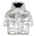 Jaqueta prateada com capuz KARL LAGERFELD KIDS 
                    GIRL