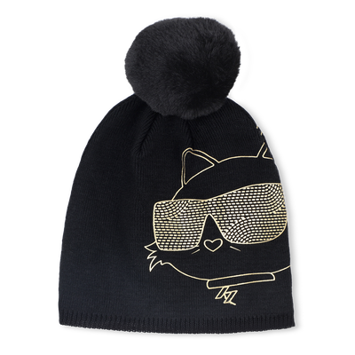 Gorro de malha com pompom KARL LAGERFELD KIDS GIRL