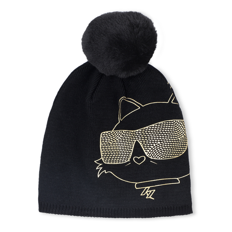 Gorro de malha com pompom KARL LAGERFELD KIDS 
                    GIRL