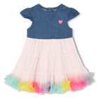 Vestido bi-mat&eacute;ria com folhos BILLIEBLUSH 
                    GIRL