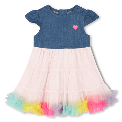 Vestido bi-mat&eacute;ria com folhos BILLIEBLUSH GIRL