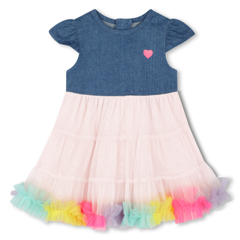 Vestido bi-mat&eacute;ria com folhos BILLIEBLUSH 
                        GIRL