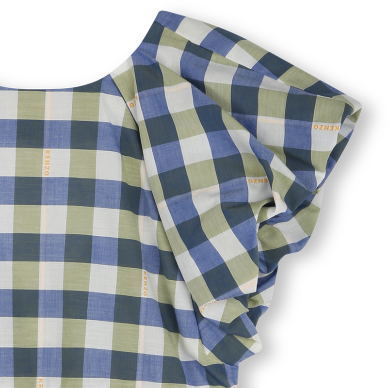 Vestido axadrezado em algod&atilde;o KENZO KIDS 
                        GIRL