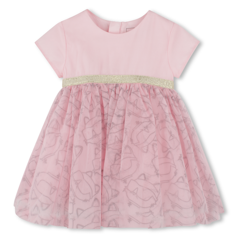 Vestido cerim&oacute;nia com folhos KARL LAGERFELD KIDS 
                        GIRL