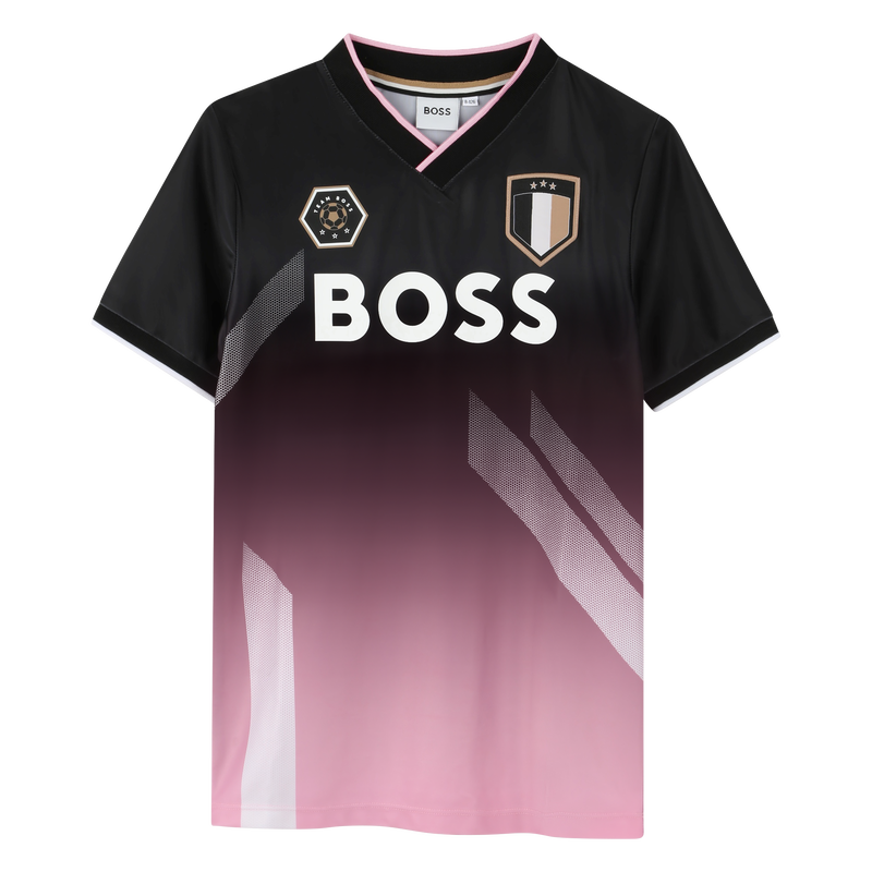 T-shirt manga curta decote V BOSS 
                        BOY