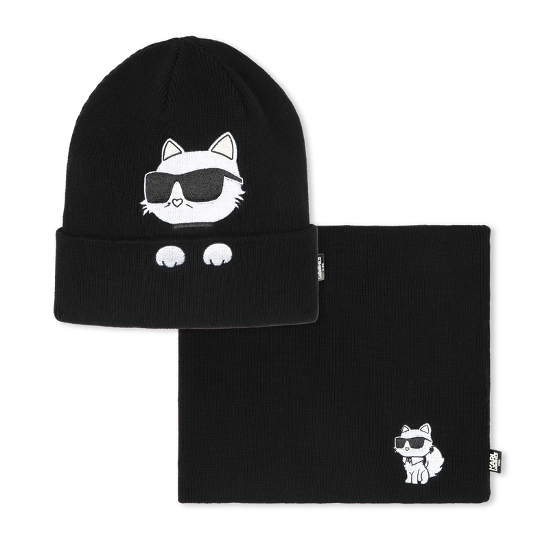 Gorro e cachecol tubular KARL LAGERFELD KIDS 
                        GIRL
