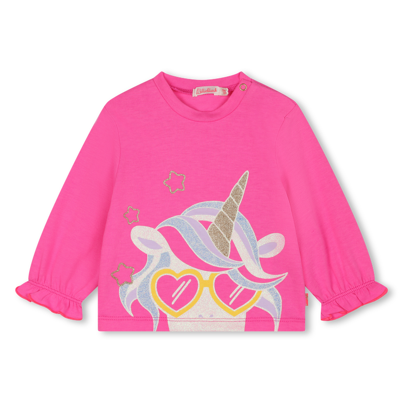 T-shirt com bot&otilde;es de press&atilde;o BILLIEBLUSH 
                        GIRL