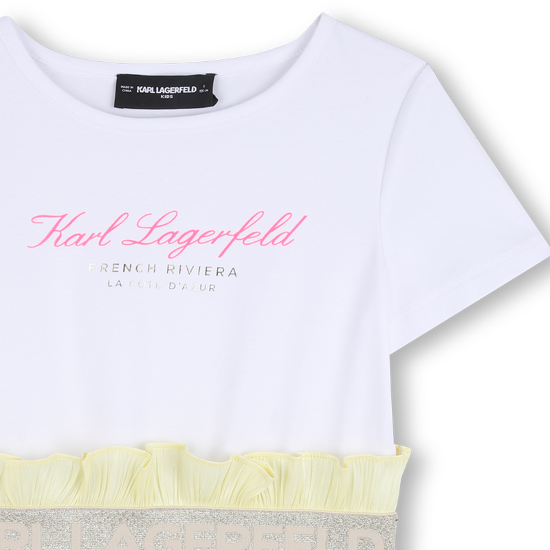 VESTIDO BI-MATERIAL MANGA CURTA KARL LAGERFELD KIDS 
                        GIRL