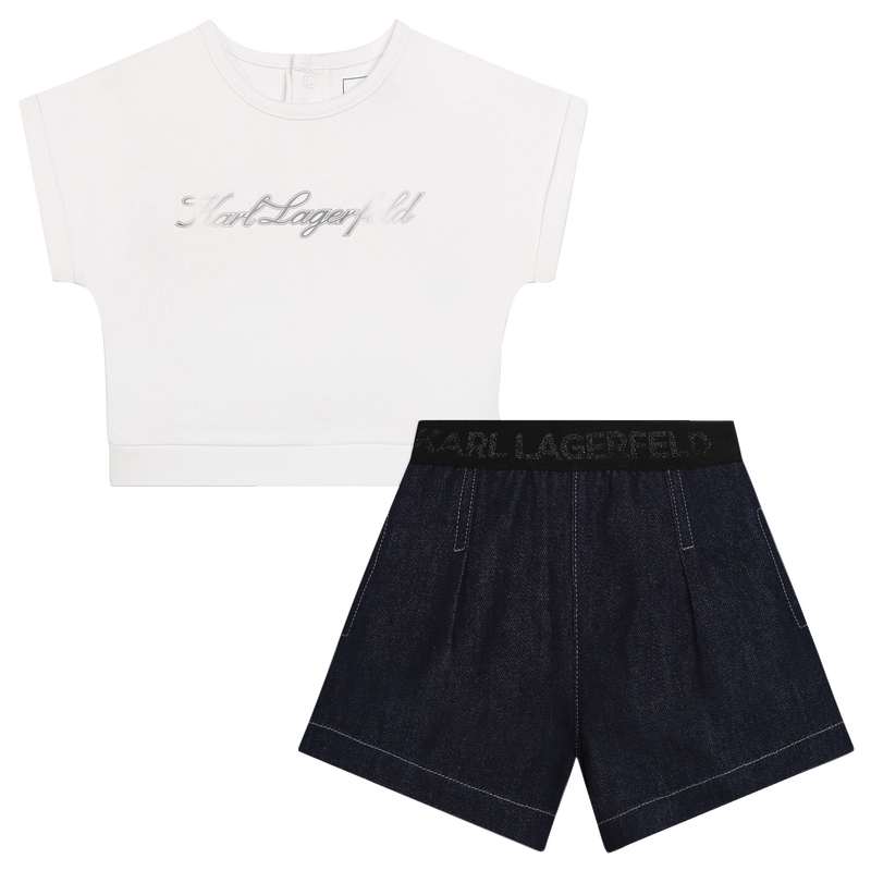 Calções de ganga e t-shirt KARL LAGERFELD KIDS 
                    GIRL