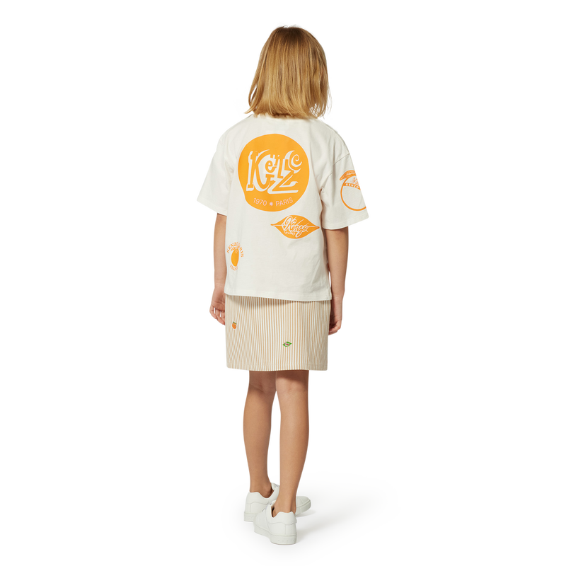 Saia de algod&atilde;o com emblemas KENZO KIDS 
                        MENINA