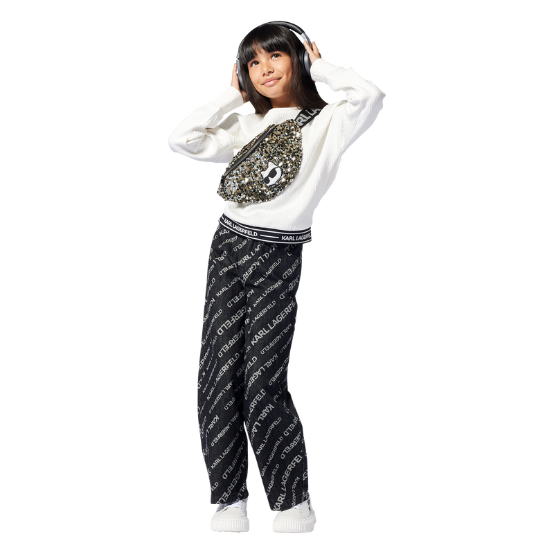 Bolsa de cintura ajustável com lantejoulas KARL LAGERFELD KIDS 
                    GIRL
