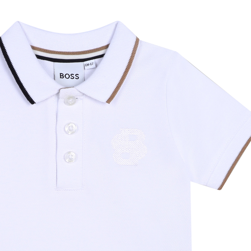 Polo de algod&atilde;o &agrave;s riscas BOSS 
                        BOY