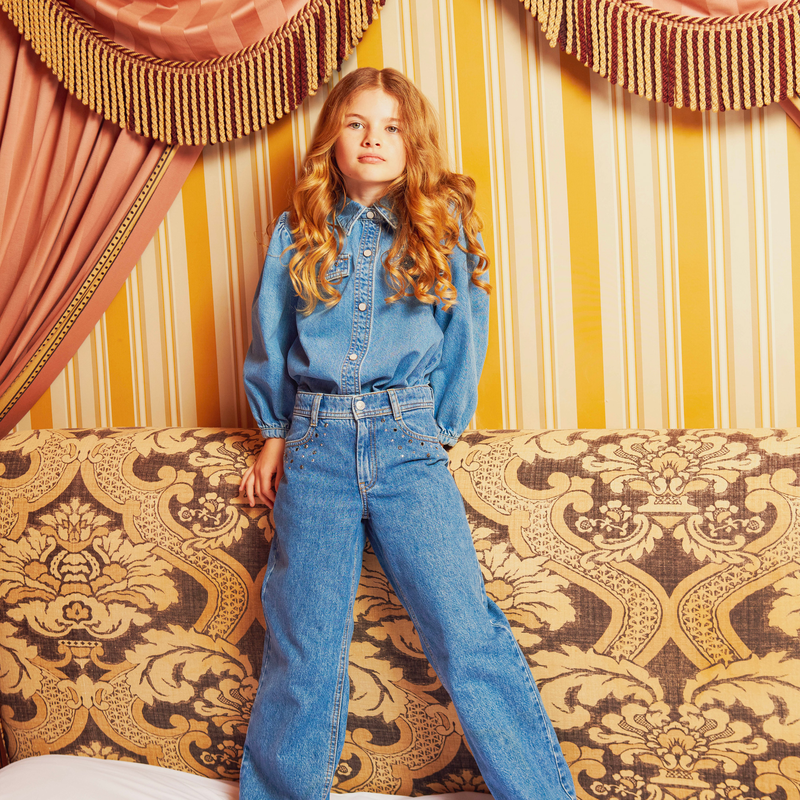 Camisa de ganga com strass SONIA RYKIEL 
                    GIRL