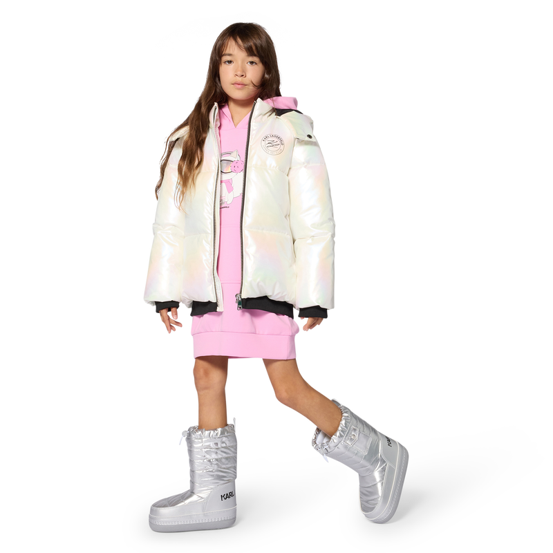 Casaco acolchoado com capuz KARL LAGERFELD KIDS 
                        GIRL