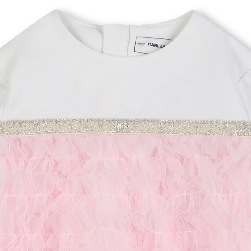 Vestido formal de algod&atilde;o KARL LAGERFELD KIDS 
                        GIRL