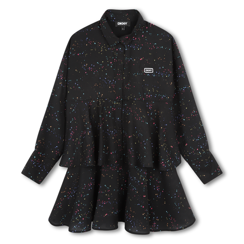 Vestido com folhos DKNY 
                        GIRL